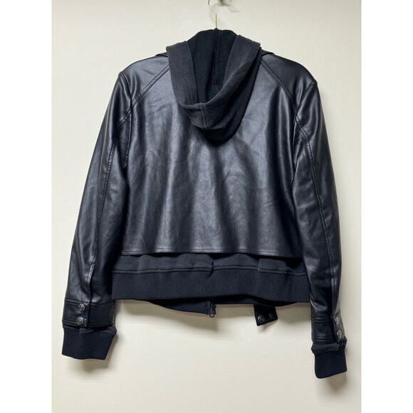 FREE PEOPLE We The Free Hooded Vegan Leather Motocycle Jacket, Sz XS - Picture 8 of 14